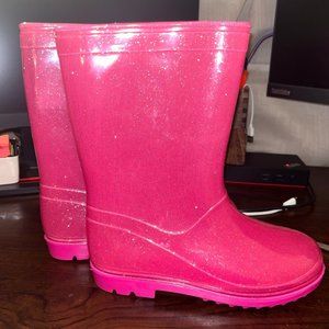 Kids Sparkly Pink Rain Boots